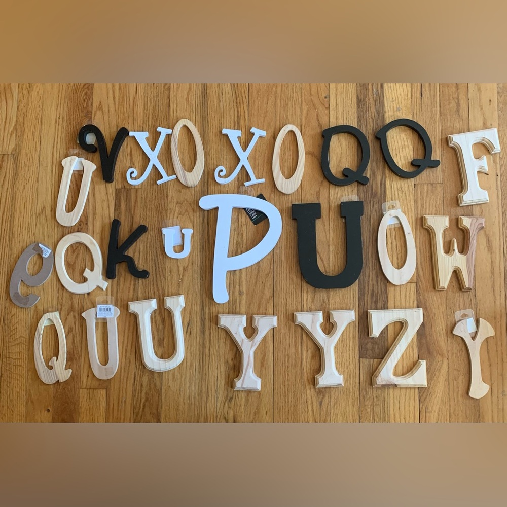 Assorted Wooden Letters and number lot of 24